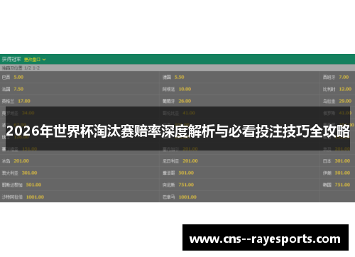 2026年世界杯淘汰赛赔率深度解析与必看投注技巧全攻略